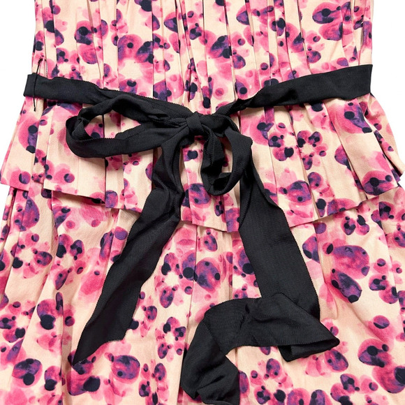 Lavender Label by Vera Wang Dress Size 6 Strapless Floral Pleated Cocktail Midi - Picture 2 of 7